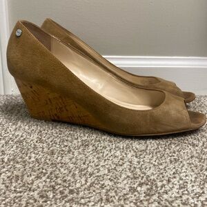 Calvin Klein peep toe wedge, size 10